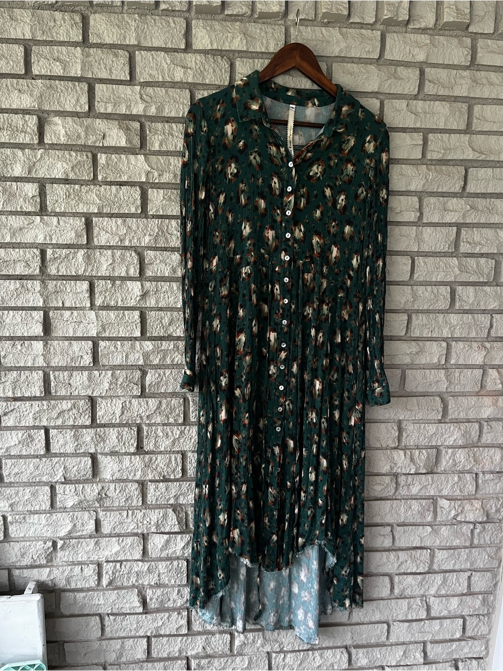 Uncle Frank Emerald Green Leopard Printed High Low Dress Size Small